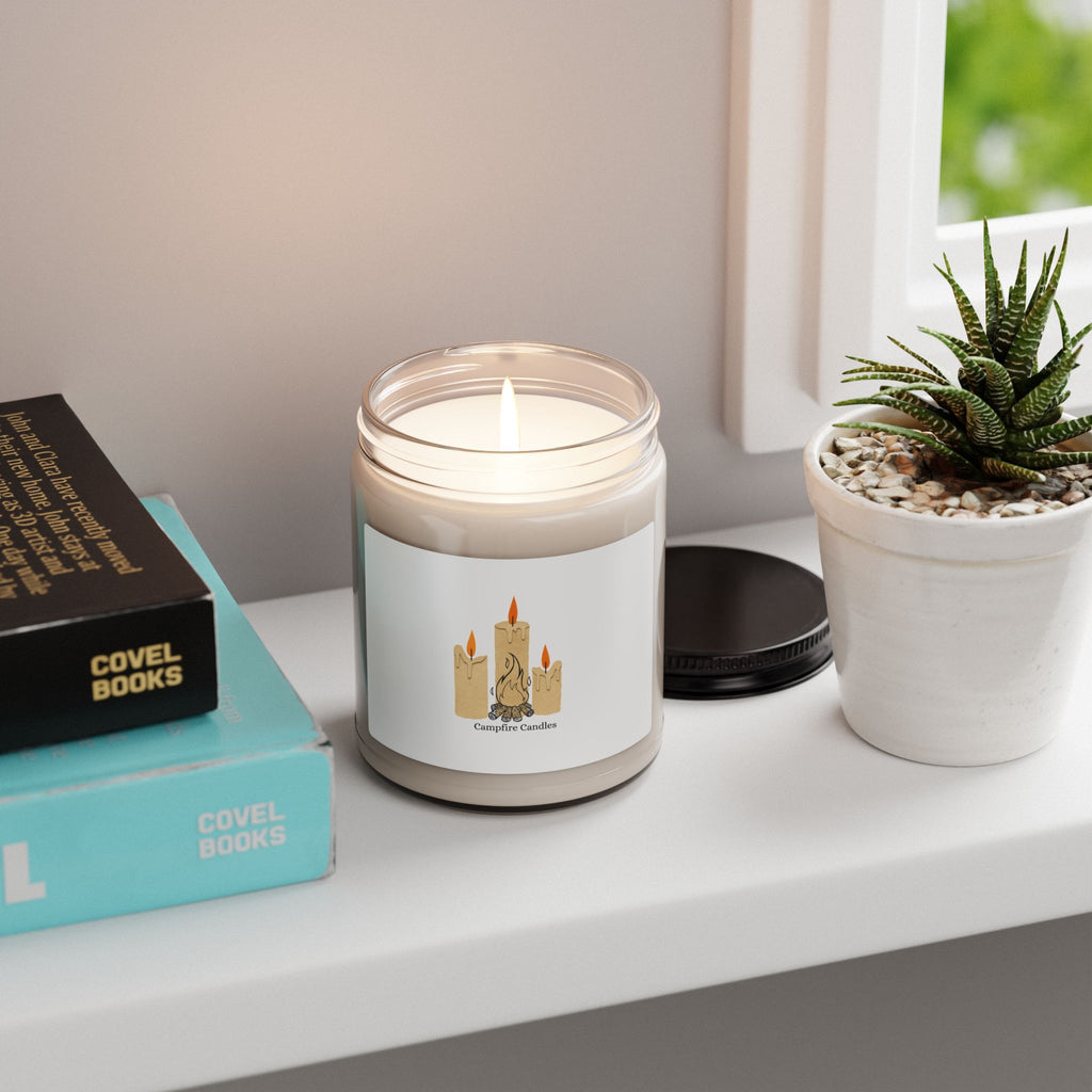 Campfire Scented Soy Candle - 9oz Jar (Cozy Bonfire Aroma)
